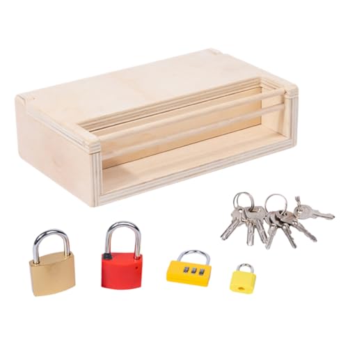 SECFOU Holzschloss Und Schlüssel-lockbox Für Kinder Pädagogisches Lernspielzeug Für Kleinkinder von SECFOU