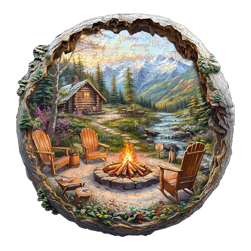 SECOGM Holzpuzzle Erwachsene, 100 Teile 3D-Lagerfeuer im Freien Holz Puzzle Erwachsene, 21.5x21.5cm Wooden Puzzle, Unregelmäßige Form, Premium-Holzpuzzle Geschenkbox SECOGM Holzpuzzle Erwachsene, 100 Teile 3D-Lagerfeuer im Freien Holz Puzzle Erwachsene, 21.5x21.5cm Wooden Puzzle, Unregelmäßige Form, Premium-Holzpuzzle Geschenkbox von SECOGM