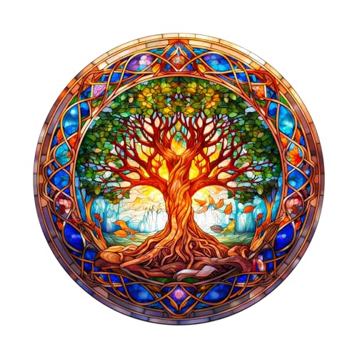 SECOGM Holzpuzzle Erwachsene, 100 Teile Buntglasbaum des Lebens Holz Puzzle Erwachsene, 21.5x21.5cm Wooden Puzzle, Unregelmäßige Form, Premium-Holzpuzzle Geschenkbox SECOGM Holzpuzzle Erwachsene, 100 Teile Buntglasbaum des Lebens Holz Puzzle Erwachsene, 21.5x21.5cm Wooden Puzzle, Unregelmäßige Form, Premium-Holzpuzzle Geschenkbox von SECOGM