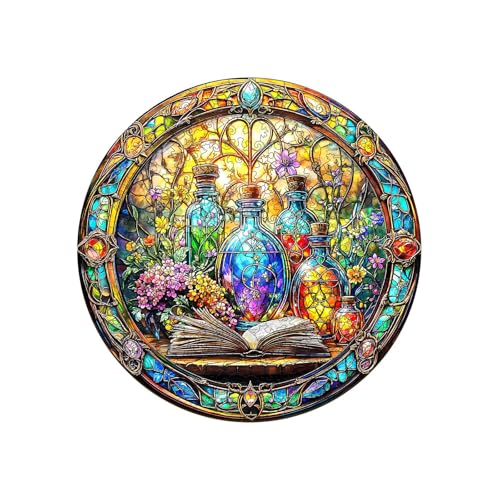 SECOGM Holzpuzzle Erwachsene, 100 Teile Mystische Phiolen Holz Puzzle Erwachsene, 21.5x21.5cm Wooden Puzzle, Unregelmäßige Form, ‌Premium-Holzpuzzle Geschenkbox von SECOGM