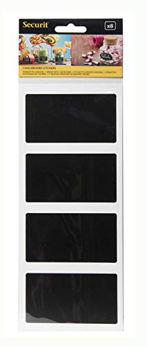 Securit selbstklebende Tafelsticker rechteckig, Tafeletiketten, schwarz, 8 Stück, 8,5 x 5 cm groß, beschreibbar mit Kreidemarkern von SECURIT