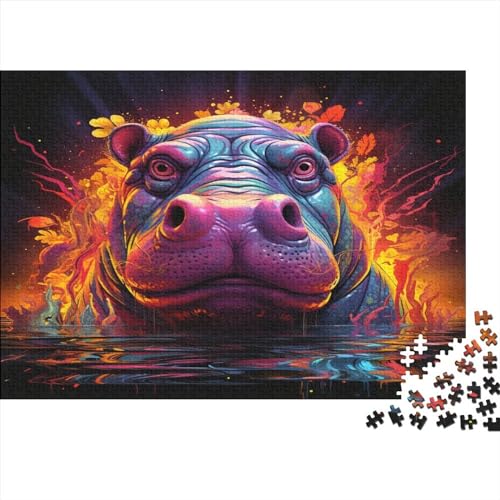 Personalised Puzzles Puzzle 1000 Erwachsene，ImpossibleGeschicklichkeitsspiel Für Geschicklichkeitsspiel Herausforderndes Colourful Hippos Puzzles Lernspiel Raumdekoration Geschenk 1000pcs (75x50cm) von SEDOXX