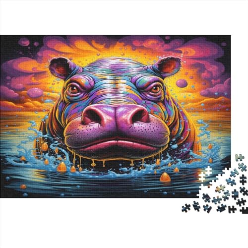 Personalised Puzzles Puzzle 500 Erwachsene，ImpossibleGeschicklichkeitsspiel Für Geschicklichkeitsspiel Herausforderndes Colourful Hippos Puzzles Lernspiel Raumdekoration Geschenk 500pcs (52x38cm) von SEDOXX