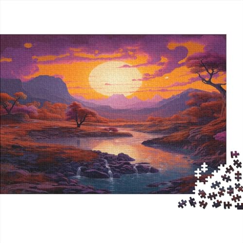 Sunset Landscape Painting Puzzle 1000 Erwachsene，ImpossibleGeschicklichkeitsspiel Für Geschicklichkeitsspiel Herausforderndes Sunset Scenery Puzzles Lernspiel Raumdekoration Geschenk 1000pcs (75x50c von SEDOXX