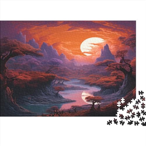 Sunset Landscape Painting Puzzle 1000 Teile Erwachsene Klassische Pädagogisches Spielzeug Erwachsene Lernspiel Herausforderndes Sunset Scenery Puzzles Raumdekoration Detailreiches Geschenk 1000pcs ( von SEDOXX