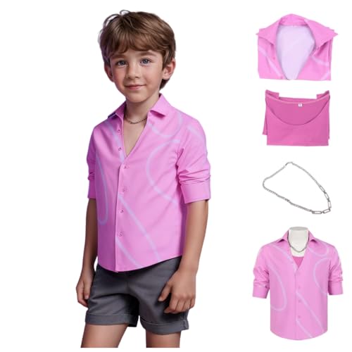 Jinu Kostüm Cosplay Saja Jungen Kostüm Cosplay Kpop Shirt & Weste Outfit mit Halskette Halloween Verkleidung für Party Karneval (Rosa Jungen,140) von SEDVBWA