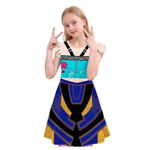 Kpop Kostüm Cosplay Mädchen, Kpop 3D Druck Kleid Cosplay Outfit mit Rüschenärmeln Halloween Kostüme Verkleidung für Party Karneval (Stil 1, 140cm) von SEDVBWA