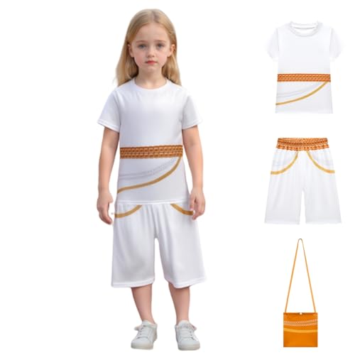 Kpop Kostüm Cosplay Mädchen, Kpop Cosplay 2PCS Weiß Outfit Komplettes Set mit Tasche, Halloween Kostüme Verkleidung für Party Karneval (Stil 1, 130) von SEDVBWA