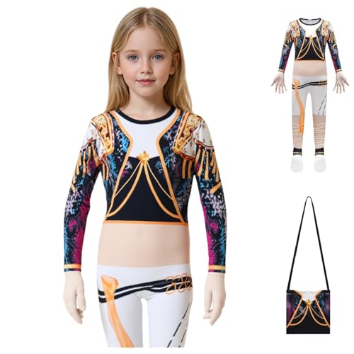 SEDVBWA Kpop Kostüm Cosplay Mädchen, Kpop Dance Cosplay 3D-Druck Overall Body Anzug mit Tasche & Maske, Halloween Kostüme Verkleidung für Party (Stil 2, 120) von SEDVBWA