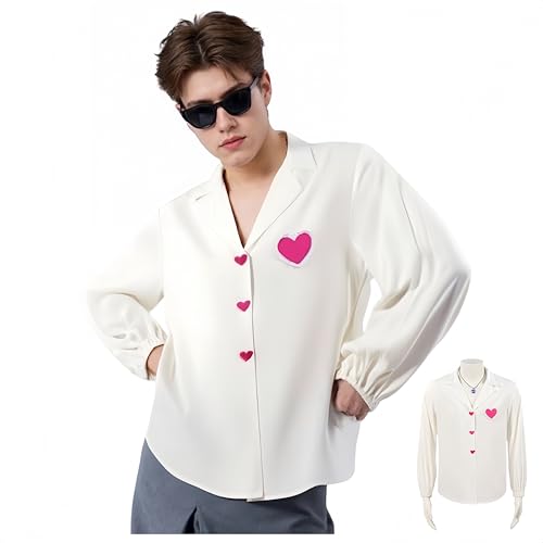 Saja Jungen Kostüm Cosplay, Jinu Baby Saja Freund Romantik Cosplay Shirt Outfit mit Halskette, Halloween Verkleidung für Party Karneval (Weißer Erwachsener, S) von SEDVBWA