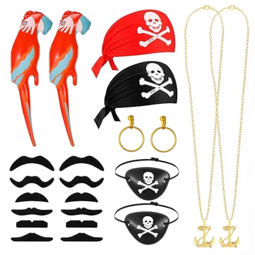SEFIRST 11 Stück Kinder Piratenkostüm Zubehör, Piraten Kostüm Accessoires, Pirat Kopftuch Augenklappe Piraten Bart Papagei Dress Up Set, Captain Kostüm für Party Halloween Karneval Maskerade Cosplay SEFIRST 11 Stück Kinder Piratenkostüm Zubehör, Piraten Kostüm Accessoires, Pirat Kopftuch Augenklappe Piraten Bart Papagei Dress Up Set, Captain Kostüm für Party Halloween Karneval Maskerade Cosplay von SEFIRST