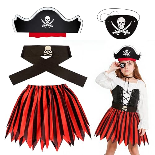 SEFIRST 4 pcs Pirate Costume Kit Girl Costume de princesse pirate Robe Pirate Accessoires von SEFIRST