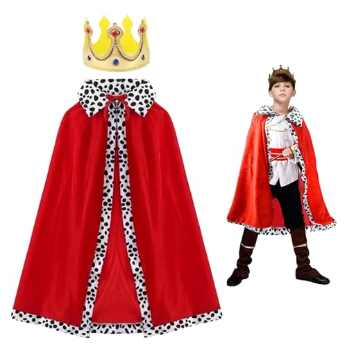 SEFIRST Prinz Umhang Kinder, Kinder Kostüm Junge, Prinzen Kostüm, könig kostüm kinder, Mädchen Jungen König Umhang Königsmantel mit Krone für Karneval, Prinzenparty, Cosplay, Kindertag, 90CM, Rot SEFIRST Prinz Umhang Kinder, Kinder Kostüm Junge, Prinzen Kostüm, könig kostüm kinder, Mädchen Jungen König Umhang Königsmantel mit Krone für Karneval, Prinzenparty, Cosplay, Kindertag, 90CM, Rot von SEFIRST