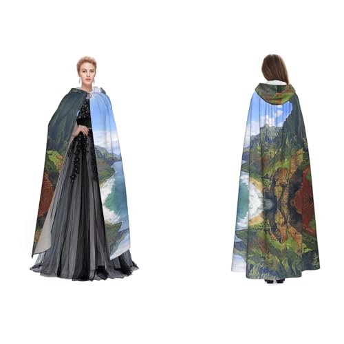 (Hawaii Seashore) Unisex Kapuzenumhang Umhang Halloween Weihnachten Fancy Cape Kostüme für Erwachsene von SEFZCXDN