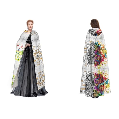 (Vorteil der linken und rechten Gehirnhälfte) Unisex Kapuzenumhang Umhang Umhang für Halloween Weihnachten Fancy Cape Kostüme für Erwachsene von SEFZCXDN