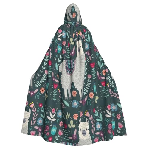 SEFZCXDN (Blumen-Alpaka) Unisex-Kapuzenumhang für Halloween, Weihnachten, ausgefallener Umhang für Erwachsene von SEFZCXDN