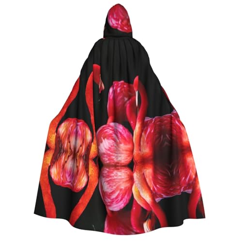 SEFZCXDN (Flamingos auf schwarzem Hintergrund) Unisex Kapuzenumhang Umhang Halloween Weihnachten Cosplay Kostüme für Erwachsene von SEFZCXDN