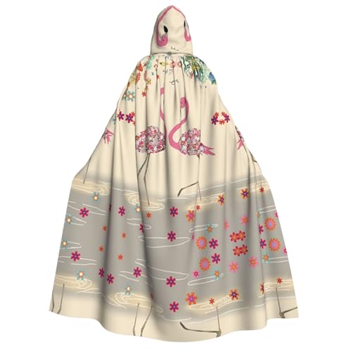 SEFZCXDN (Flamingos und Blumen) Unisex Kapuzenumhang Umhang Halloween Weihnachten Cosplay Kostüme für Erwachsene von SEFZCXDN
