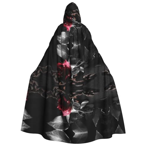 SEFZCXDN (Gothic Black Roses) Unisex Kapuzenumhang Umhang Halloween Weihnachten Cosplay Kostüme für Erwachsene von SEFZCXDN