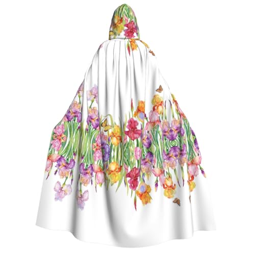 SEFZCXDN (Iris Flower Butterfly) Unisex Kapuzenumhang Umhang Umhang Halloween Weihnachten Cosplay Kostüme für Erwachsene von SEFZCXDN