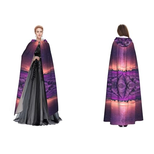 SEFZCXDN (Lavender Fields) Unisex Kapuzenumhang Umhang Halloween Weihnachten Fancy Cape Kostüme für Erwachsene von SEFZCXDN