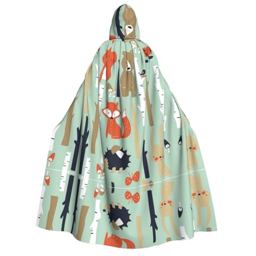 SEFZCXDN (Süßer Fuchsbär, Vogelbaum) Unisex Kapuzenumhang Umhang Umhang Halloween Weihnachten Cosplay Kostüme für Erwachsene von SEFZCXDN