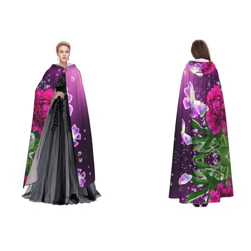 SEFZCXDN Umhang mit Kapuze, wunderschöner violetter Schmetterlings-Blumenmuster, unisex, Halloween, Weihnachten, ausgefallener Umhang für Erwachsene SEFZCXDN Umhang mit Kapuze, wunderschöner violetter Schmetterlings-Blumenmuster, unisex, Halloween, Weihnachten, ausgefallener Umhang für Erwachsene von SEFZCXDN