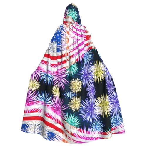 SEFZCXDN Umhang mit Kapuze (Patriotische Flagge 4. Juli) Unisex Kapuzenumhang für Halloween Weihnachten Fancy Cape Kostüme für Erwachsene von SEFZCXDN
