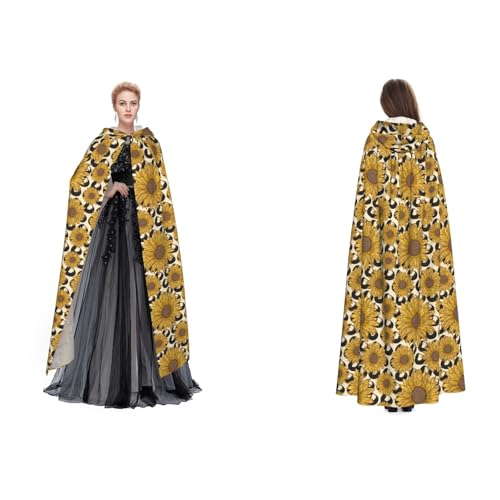 SEFZCXDN Unisex Kapuzenumhang (Sonnenblume) für Halloween, Weihnachten, ausgefallenes Kostüm für Erwachsene von SEFZCXDN