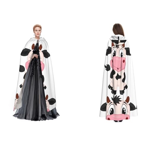 SEFZCXDN Unisex Kapuzenumhang mit Cartoon-Milchkuh-Motiv, für Halloween, Weihnachten, ausgefallene Kostüme für Erwachsene von SEFZCXDN