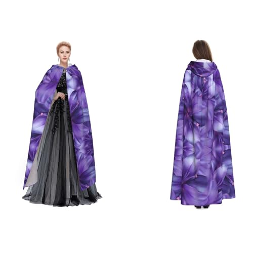 SEFZCXDN Unisex Kapuzenumhang mit Lilienblüten (lilafarbene Lilienblumen) für Halloween, Weihnachten, ausgefallener Umhang für Erwachsene von SEFZCXDN
