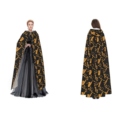 SEFZCXDN Unisex Kapuzenumhang mit Musiknoten für Halloween, Weihnachten, ausgefallene Kostüme für Erwachsene SEFZCXDN Unisex Kapuzenumhang mit Musiknoten für Halloween, Weihnachten, ausgefallene Kostüme für Erwachsene von SEFZCXDN