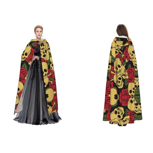SEFZCXDN Unisex Kapuzenumhang mit Rose und Totenkopf, für Halloween, Weihnachten, ausgefallene Kostüme für Erwachsene SEFZCXDN Unisex Kapuzenumhang mit Rose und Totenkopf, für Halloween, Weihnachten, ausgefallene Kostüme für Erwachsene von SEFZCXDN