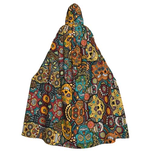 SEFZCXDN Unisex Kapuzenumhang mit Totenköpfen (Sugar Skulls Print) Umhang für Halloween, Weihnachten, ausgefallene Kostüme für Erwachsene von SEFZCXDN