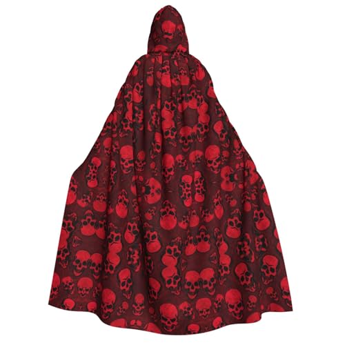 SEFZCXDN Unisex Kapuzenumhang mit Totenköpfen (rote Schädel), für Halloween, Weihnachten, Cosplay, Kostüme für Erwachsene von SEFZCXDN