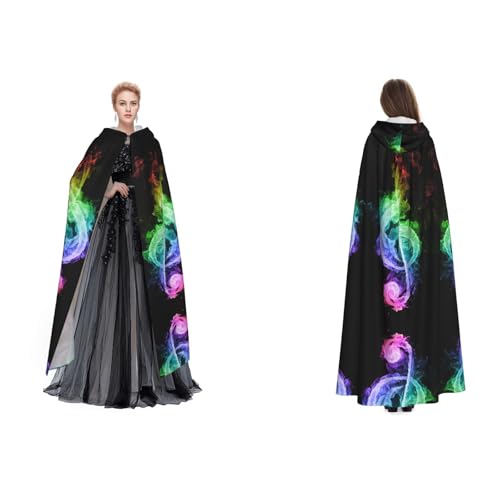 SEFZCXDN Unisex Kapuzenumhang mit buntem Musiknotenmotiv, für Halloween, Weihnachten, ausgefallener Umhang für Erwachsene SEFZCXDN Unisex Kapuzenumhang mit buntem Musiknotenmotiv, für Halloween, Weihnachten, ausgefallener Umhang für Erwachsene von SEFZCXDN