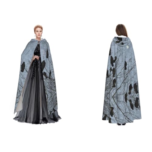 SEFZCXDN Unisex Kapuzenumhang mit schwarzen Krähenvögeln, für Halloween, Weihnachten, ausgefallene Kostüme für Erwachsene SEFZCXDN Unisex Kapuzenumhang mit schwarzen Krähenvögeln, für Halloween, Weihnachten, ausgefallene Kostüme für Erwachsene von SEFZCXDN