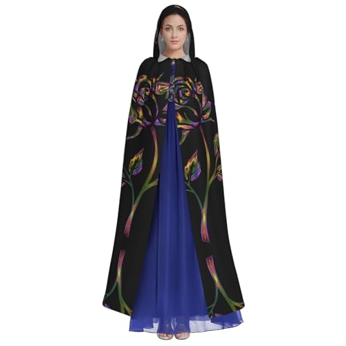 SEFZCXDN Unisex Kapuzenumhang mit schwarzer und goldener Blume, für Halloween, Weihnachten, ausgefallener Umhang für Erwachsene von SEFZCXDN