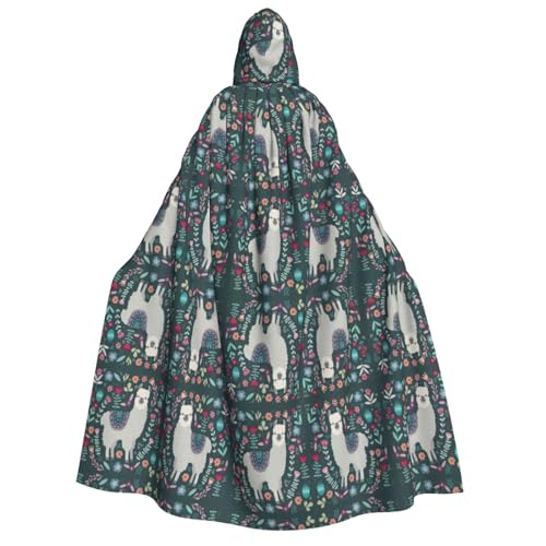 SEFZCXDN Unisex Kapuzenumhang mit süßem Lama-Blumenmuster, für Halloween, Weihnachten, Cosplay, Kostüme für Erwachsene von SEFZCXDN