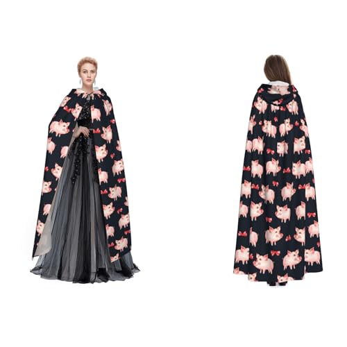 SEFZCXDN Unisex Kapuzenumhang mit süßem Schweinchen, für Halloween, Weihnachten, ausgefallene Kostüme für Erwachsene von SEFZCXDN