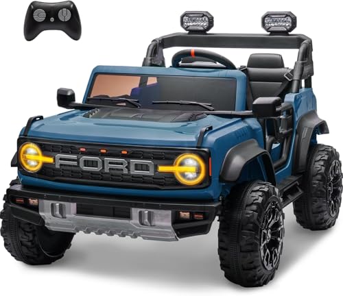 Segmart 2 Seater 24V Ride on Toys for Big Kids, Licensed Ford Bronco Raptor, Powerful Wheel with Remote Control, Headlight/Music Player/Suspension Function, Durable Tires (Blue) von SEGMART