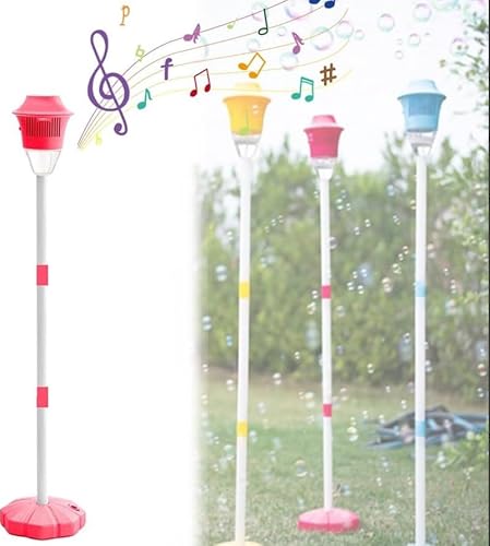 Bubble Maker Stand, Outdoor Vertikale Seifenblasenmaschine für Kinder, Wiederaufladbar & Automatisch Bubble Maker mit Nachtlicht und Musik (Rot) von SEILETOO