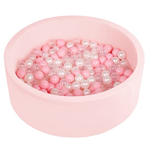 SELONIS Bällebad Bällepool Für Baby Kinder 90X30cm/200 Bälle Bälle Rund, Rosa: Puderrosa/Perle/Transparent von SELONIS