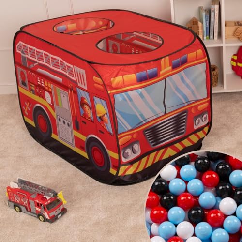 Selonis Feuerwehrauto-Zelt Kinder Spielhaus 200 Bälle Faltzelt Pop Up Zelt Kinderzelt Indoor Outdoor Faltbar Spielhöhle Geschenk Für Jungen Mädchen Selonis Feuerwehrauto-Zelt Kinder Spielhaus 200 Bälle Faltzelt Pop Up Zelt Kinderzelt Indoor Outdoor Faltbar Spielhöhle Geschenk Für Jungen Mädchen von SELONIS