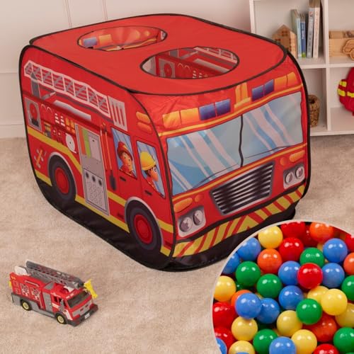 Selonis Feuerwehrauto-Zelt Kinder Spielhaus 300 Bälle Faltzelt Pop Up Zelt Kinderzelt Indoor Outdoor Faltbar Spielhöhle Geschenk Für Jungen Mädchen Selonis Feuerwehrauto-Zelt Kinder Spielhaus 300 Bälle Faltzelt Pop Up Zelt Kinderzelt Indoor Outdoor Faltbar Spielhöhle Geschenk Für Jungen Mädchen von SELONIS