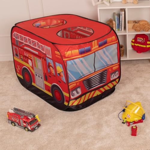 Selonis Feuerwehrauto-Zelt Kinder Spielhaus Keine Bälle Faltzelt Pop Up Zelt Kinderzelt Indoor Outdoor Faltbar Spielhöhle Geschenk Für Jungen Mädchen von SELONIS