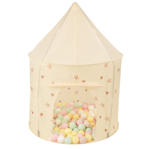 Selonis Kinderzelt Spielzelte 100X130cm/100 Bälle In Pavillonform Für Kinder Leicht Aufzubauen Tragbar Spielhaus Für Drinnen Und Draußen, Hellbeige: Pastellbeige/Pastellgelb/Weiß/Miinze/Puderrosa Selonis Kinderzelt Spielzelte 100X130cm/100 Bälle In Pavillonform Für Kinder Leicht Aufzubauen Tragbar Spielhaus Für Drinnen Und Draußen, Hellbeige: Pastellbeige/Pastellgelb/Weiß/Miinze/Puderrosa von SELONIS