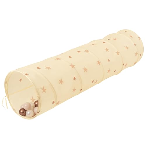 Selonis Pop-Up Tunnel Für Kinder 180x46cm/100 Bälle Faltbarer Spieltunnel Leicht Und Flexibel Krabbeltunnel Ideal Für Drinnen Und Draußen, Hellbeige: Pastellbeige/Kupferrot/Perle von SELONIS