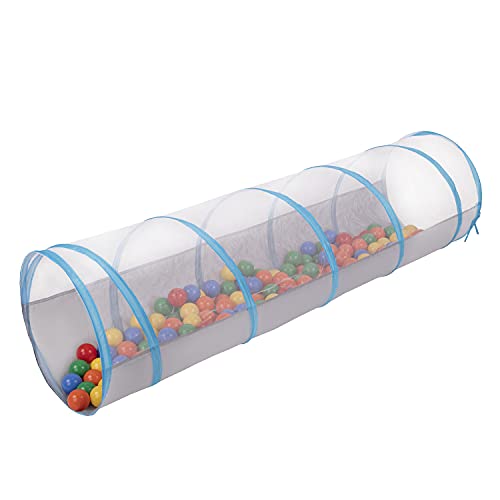 Selonis Pop-Up Tunnel Mit 100 Bälle Für Kinder Krabbel Spieltunnel, Grau-Blau:Gelb/Grün/Blau/Rot/Orange von SELONIS