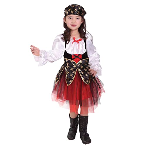 SELORE Kleid Piratin Halloween Mädchen 4-6 Jahre Kleid Verkleidung Mädchen (4-6 Jahre) von SELORE